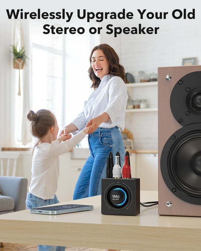 Alt view image 2 of 7 - B06T3 Bluetooth 6.0 Receiver for Home Stereo, Wireless Audio Adapter RCA & 3.5mm AUX Jack, Knob Volume Control, for Old Speakers, Wired Speakers, Home Audio Music Streaming Stereo System