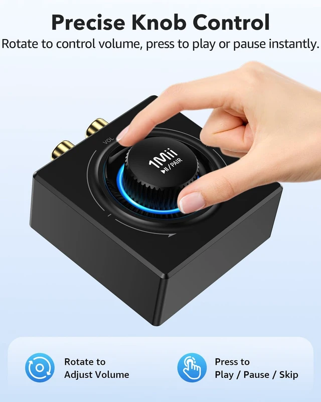 Alt view image 3 of 7 - B06T3 Bluetooth 6.0 Receiver for Home Stereo, Wireless Audio Adapter RCA & 3.5mm AUX Jack, Knob Volume Control, for Old Speakers, Wired Speakers, Home Audio Music Streaming Stereo System