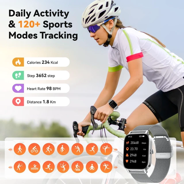 Alt view image 4 of 7 - Smart Watch for Men Women Fitness Tracker: Make Answer Call Digital Mens Watches Waterproof Running Pedometer Smartwatch for Android Phone iPhone Samsung Compatible Sleep SpO2 Heart Rate Monitor Step