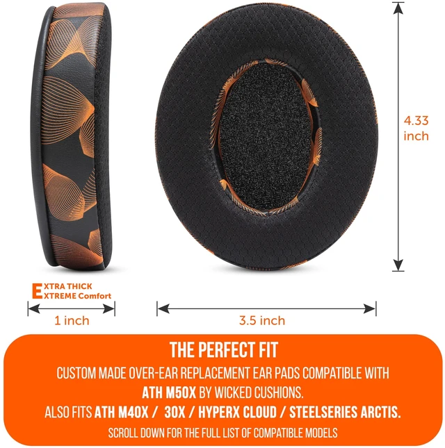 Alt view image 5 of 7 - Freeze - Cooling Gel Earpads for ATH M50X / SteelSeries Arctis/HyperX Made by Wicked Cushions Fits SteelSeries Arctis, ATH M50X, Turtle Beach Stealth & More. Cooler for Longer Kinetic Wave