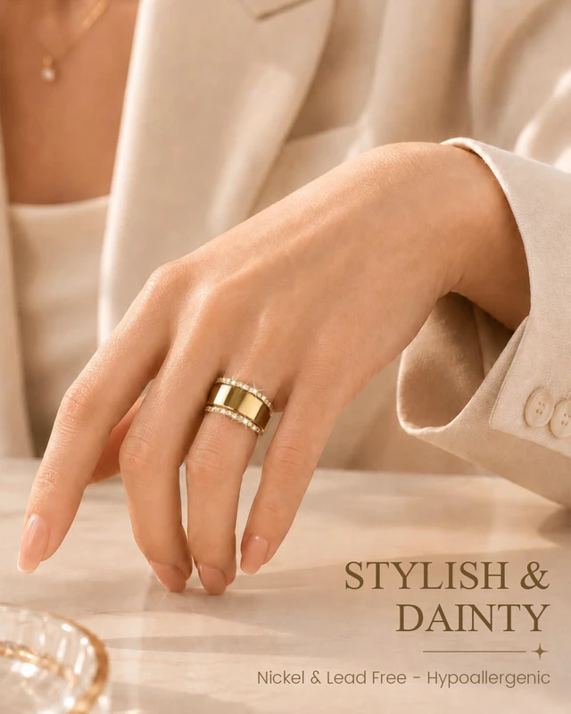 Alt view image 6 of 7 - 14K Gold Plated Smart Ring Jacket Compatible with Oura Ring Gen 4/Gen 3 CZ Simulated Diamond Stacking Ring, Decorative Oura Ring Cover for Women