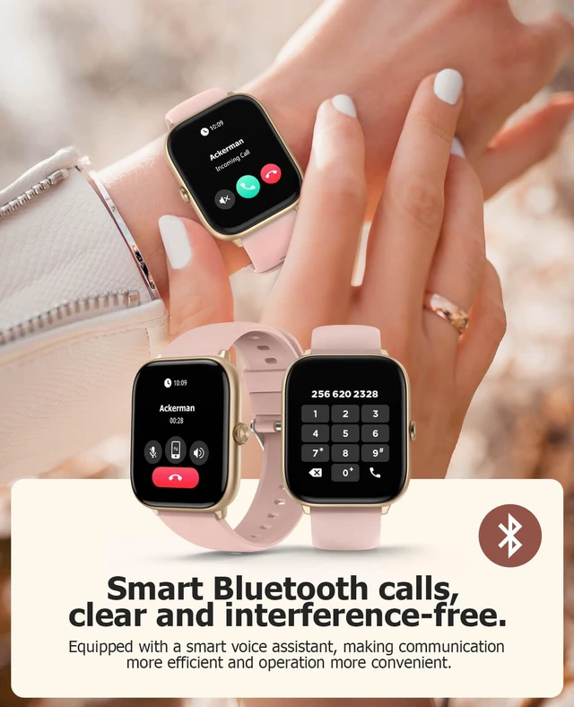 Alt view image 3 of 7 - Luxury Smart Watch Women, 2.06" HD AMOLED AOD Answer/Make Call Heart Rate/Blood Pressure/SpO2/Sleep/Stress Monitor, IP68 Waterproof Tracker, Pedometer, 118 Sports, Great Gift, iOS/Android