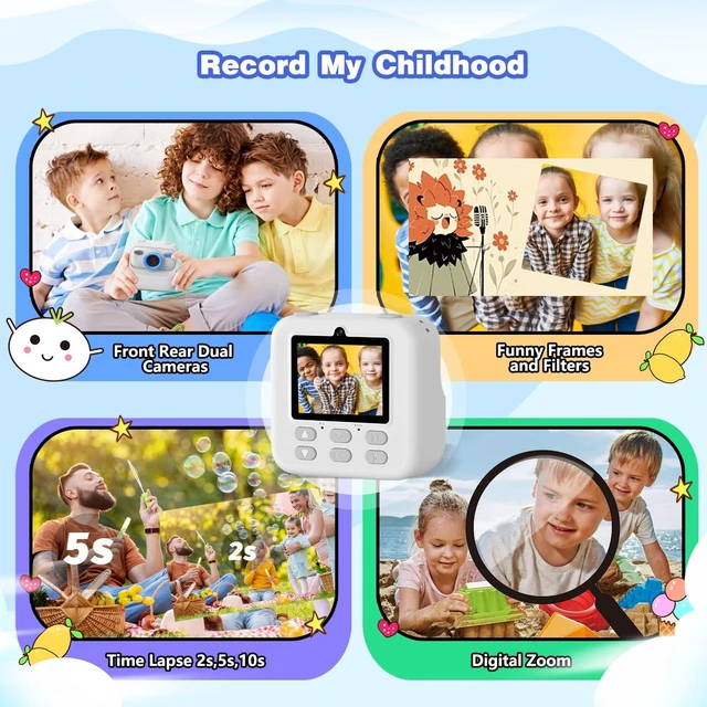 Alt view image 3 of 7 - Kid Camera Instant Print Photo, Birthday Gifts for Girls and Boys, Kids Digital Camera Toys, 1080P HD Video, 3 4 5 6 7 8 9 10 11 12 Year Old Boy Gifts/Girl Gifts