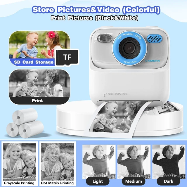 Alt view image 5 of 7 - Kid Camera Instant Print Photo, Birthday Gifts for Girls and Boys, Kids Digital Camera Toys, 1080P HD Video, 3 4 5 6 7 8 9 10 11 12 Year Old Boy Gifts/Girl Gifts