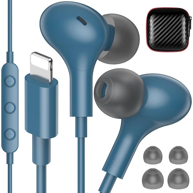 Main image of for Apple MFi-Certified Soft Headphones for Lightning Wired Earbuds HiFi Stereo Magnetic Corded Earphones with Microphone, 3 Ear Buds Tips for Gym, Commuting for iPhone 14 Plus 13 12 11 Pro Max