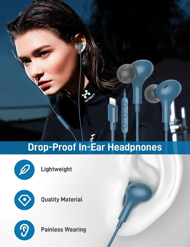 Alt view image 3 of 7 - for Apple MFi-Certified Soft Headphones for Lightning Wired Earbuds HiFi Stereo Magnetic Corded Earphones with Microphone, 3 Ear Buds Tips for Gym, Commuting for iPhone 14 Plus 13 12 11 Pro Max