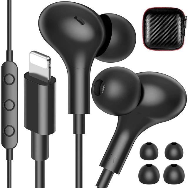 Main image of for Apple MFi-Certified Soft Headphones for Lightning Wired Earbuds HiFi Stereo Magnetic Corded Earphones with Microphone, 3 Ear Buds Tips for Gym, Commuting for iPhone 14 Plus 13 12 11 Pro Max