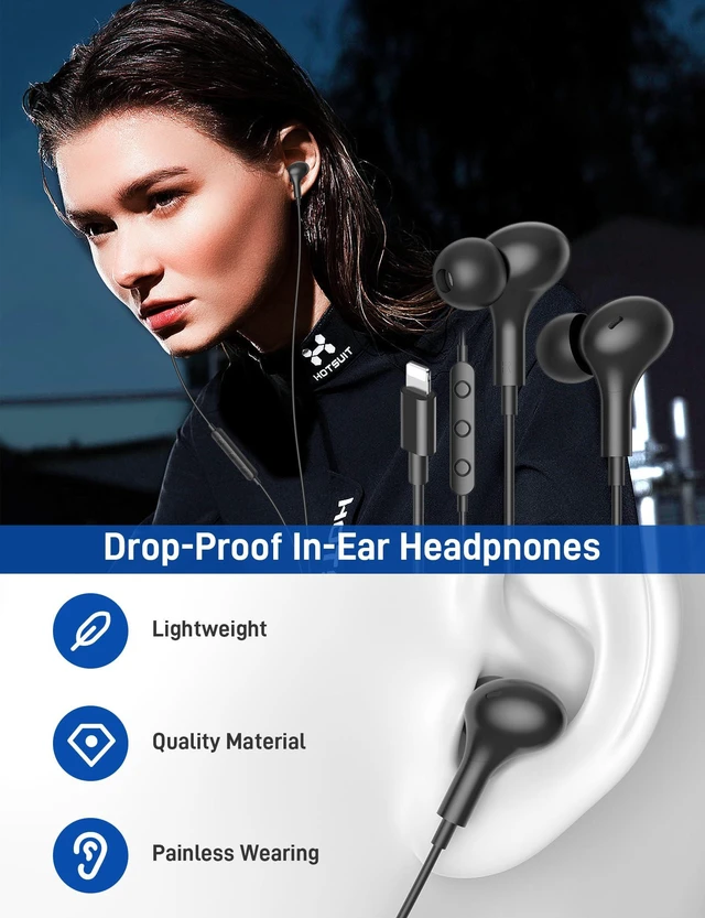 Alt view image 3 of 7 - for Apple MFi-Certified Soft Headphones for Lightning Wired Earbuds HiFi Stereo Magnetic Corded Earphones with Microphone, 3 Ear Buds Tips for Gym, Commuting for iPhone 14 Plus 13 12 11 Pro Max