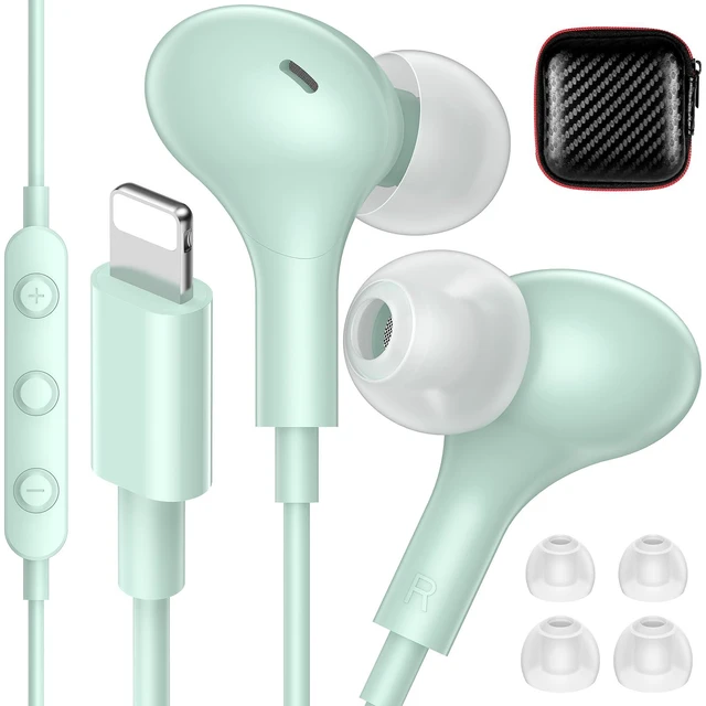 Main image of for Apple MFi-Certified Soft Headphones for Lightning Wired Earbuds HiFi Stereo Magnetic Corded Earphones with Microphone, 3 Ear Buds Tips for Gym, Commuting for iPhone 14 Plus 13 12 11 Pro Max
