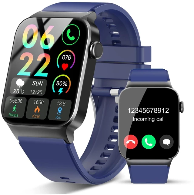 Main image of Smart Watch for Men Women Bluetooth Call, 1.85" HD Screen Smartwatch with Heart Rate/Sleep Monitor, 110+ Sport Modes Activity Trackers IP68 Waterproof, Fitness Watch for Android, Indigo
