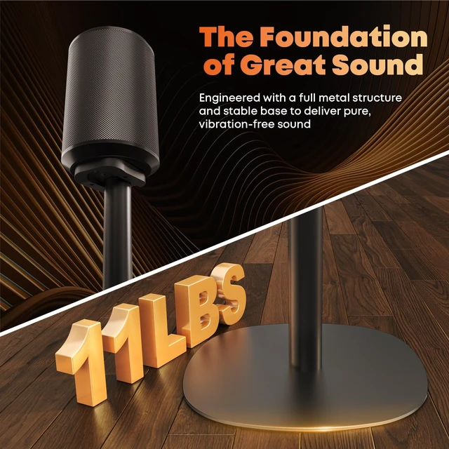 Alt view image 5 of 7 - Speaker Stands for Sonos Era 100, 100 SL & Era 300 - Hidden Cable, Set of 2 Easy to Assemble, Sturdiness, 29.139'' Height Adjustable, Two Base Mounting Design, Max holds 11lbs(per one), Black