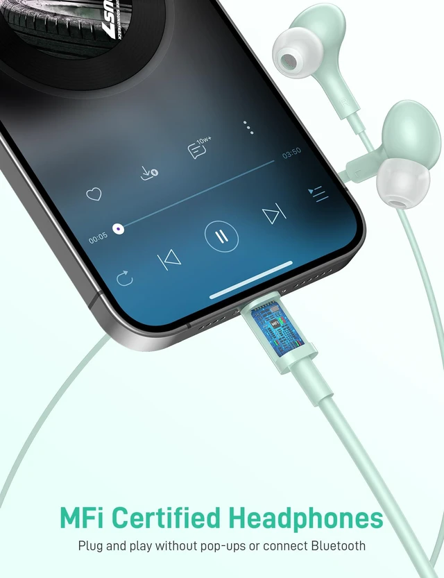 Alt view image 2 of 7 - for Apple MFi-Certified Soft Headphones for Lightning Wired Earbuds HiFi Stereo Magnetic Corded Earphones with Microphone, 3 Ear Buds Tips for Gym, Commuting for iPhone 14 Plus 13 12 11 Pro Max