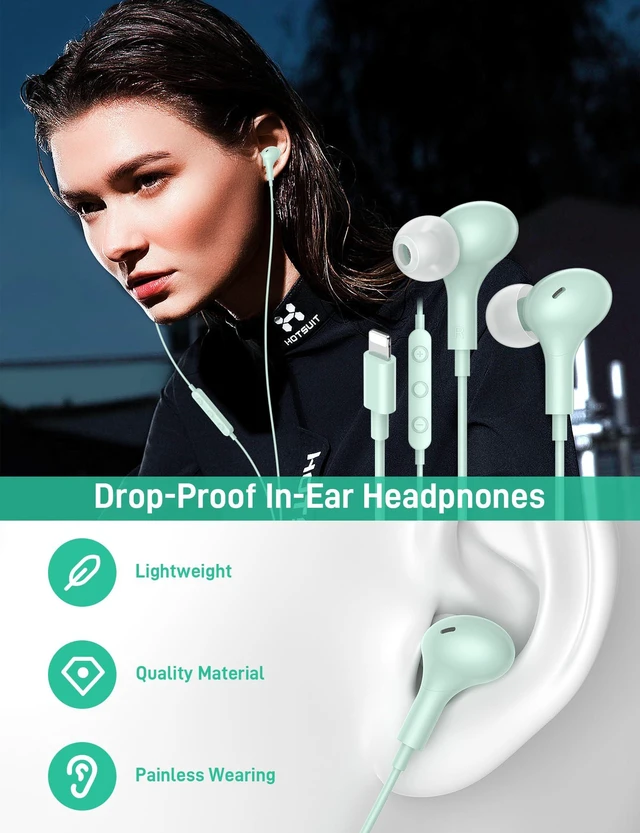 Alt view image 3 of 7 - for Apple MFi-Certified Soft Headphones for Lightning Wired Earbuds HiFi Stereo Magnetic Corded Earphones with Microphone, 3 Ear Buds Tips for Gym, Commuting for iPhone 14 Plus 13 12 11 Pro Max