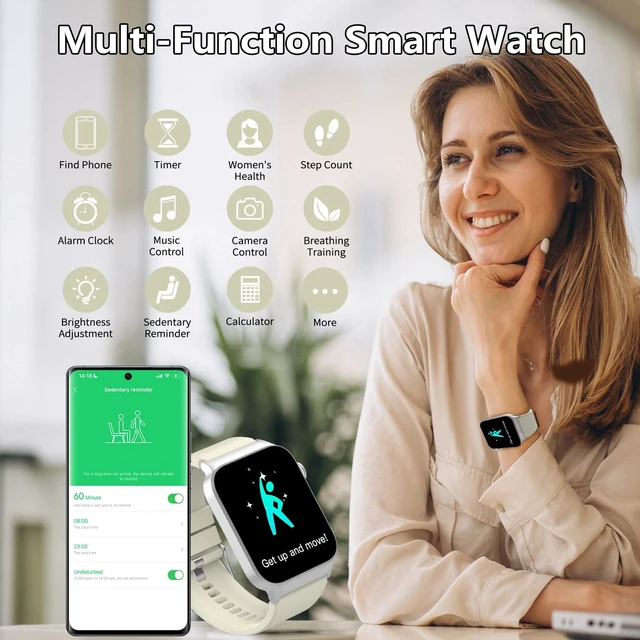Alt view image 6 of 7 - Smart Watch for Men Women Bluetooth Call, 1.85" HD Screen Smartwatch with Heart Rate/Sleep Monitor, 110+ Sport Modes Activity Trackers IP68 Waterproof, Fitness Watch for Android, Creamy White
