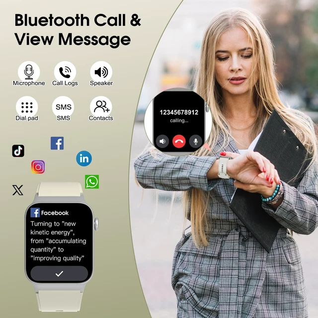 Alt view image 3 of 7 - Smart Watch for Men Women Bluetooth Call, 1.85" HD Screen Smartwatch with Heart Rate/Sleep Monitor, 110+ Sport Modes Activity Trackers IP68 Waterproof, Fitness Watch for Android, Creamy White