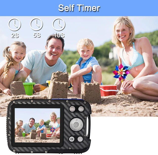 Alt view image 4 of 7 - 16FT Underwater Camera 30MP Waterproof Digital Camera with 32G Card and Rechargeable Battery, 18X Point and Shoot Camera for Boys Girls Children Teens Snorkeling Swimming Vacation(Blue)