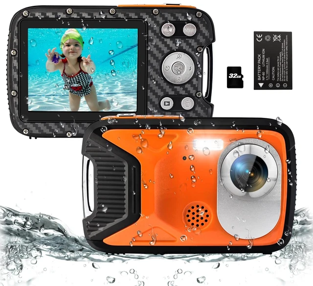 Main image of 16FT Underwater Camera 30MP Waterproof Digital Camera with 32G Card and Rechargeable Battery, 18X Zoom Point and Shoot Camera for Boys Girls Children Teens Snorkeling Swimming Vacation(Orange)