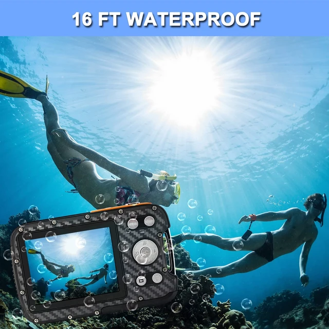 Alt view image 3 of 7 - 16FT Underwater Camera 30MP Waterproof Digital Camera with 32G Card and Rechargeable Battery, 18X Zoom Point and Shoot Camera for Boys Girls Children Teens Snorkeling Swimming Vacation(Orange)