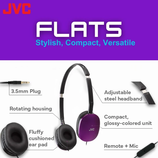 Alt view image 2 of 6 - Flats On-Ear Wired Headphones - Flat Foldable Design - 30mm Driver for Powerful Sound - Soft Ear-Pads for Comfort Steel Headband - Lightweight & Portable - PC/Laptop/Gaming - 3.5mm Slim Plug