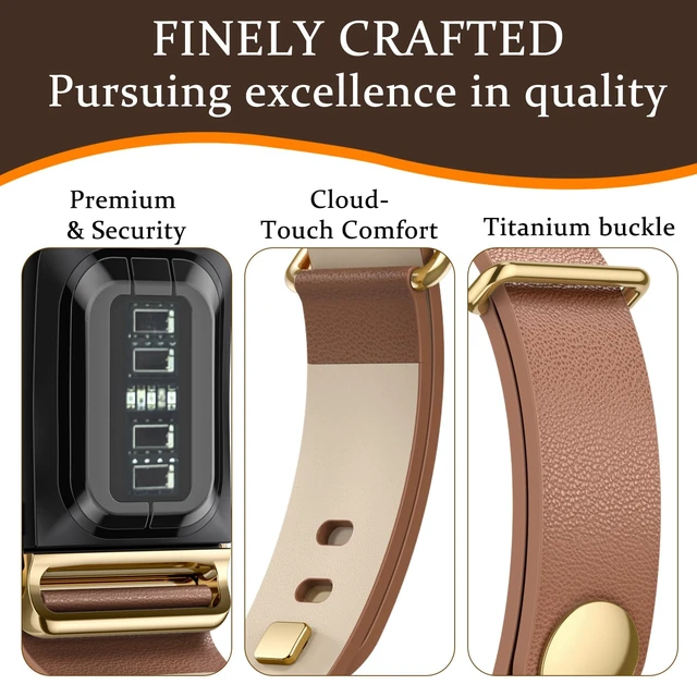Alt view image 2 of 7 - Leather Band Compatible with Whoop 5.0 Bands One, Peak and Life/MG Genuine Leather Rugged Durable Replacement Wristbands Straps for Whoop 5.0 Band Women Men Not Compatible with Gen 4