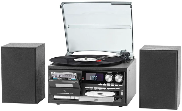 Main image of Home Vinyl Record Player Turntable with Built-in Speakers, 3-Speed (33/45/78 RPM) Classic Design for Everyday Music