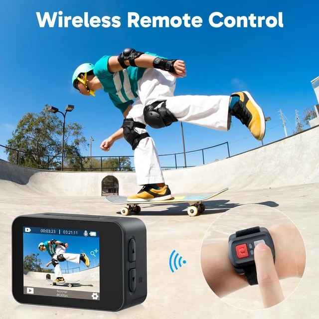 Alt view image 7 of 7 - V50X Native 4K30fps WiFi Action Camera with EIS Touch Screen 4X Zoom 131 feet Waterproof Camera Support External Mic Remote Control with Helmet Accessories (with 256GB MicroSD Card)