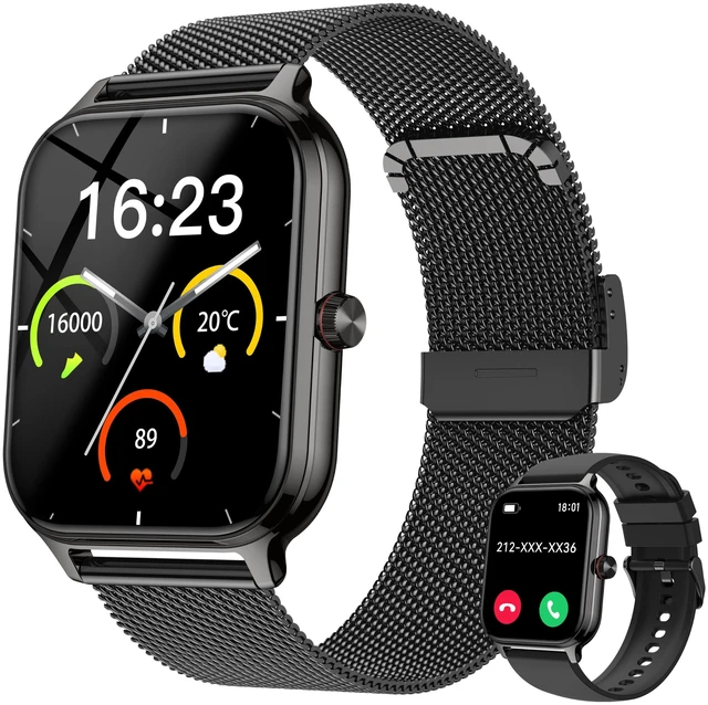 Main image of Smart Watch Women Men, 1.96" Reloj Inteligente para Mujer, Fitness Tracker, Blood Pressure/Heart Rate/SpO2 & Sleep Monitor, 110+ Sport Modes, Make/Answer Call, Voice Assistant for iOS Android