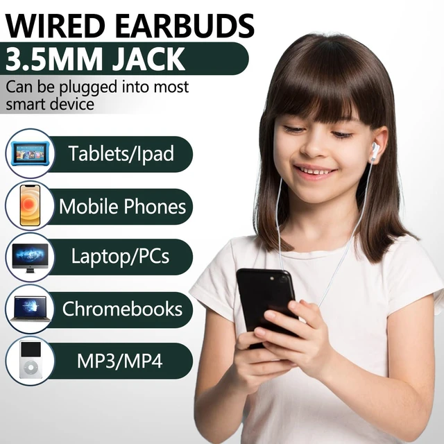 Alt view image 4 of 7 - Classroom Earbuds Headphones Bulk 100 Pack for School Kids Children, Wholesale Durable Earphones Class Set for Students Children Boys Girls Toddler Adult (XPG101,100 White)