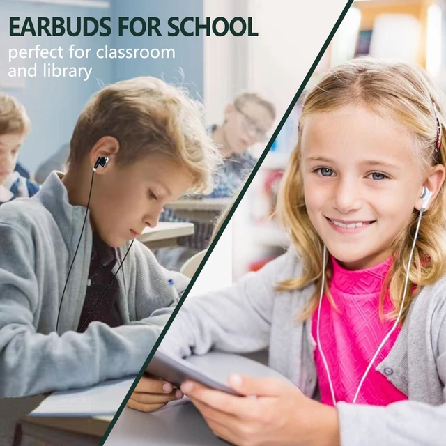 Alt view image 5 of 7 - Classroom Earbuds Headphones Bulk 100 Pack for School Kids Children, Wholesale Durable Earphones Class Set for Students Children Boys Girls Toddler Adult (XPG101,100 White)