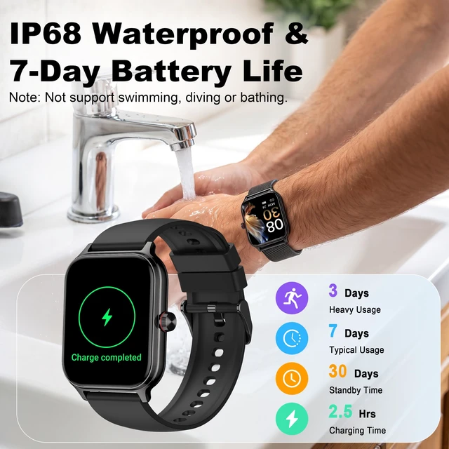 Alt view image 7 of 7 - Smart Watch Women Men, 1.96" Reloj Inteligente para Mujer, Fitness Tracker, Blood Pressure/Heart Rate/SpO2 & Sleep Monitor, 110+ Sport Modes, Make/Answer Call, Voice Assistant for iOS Android