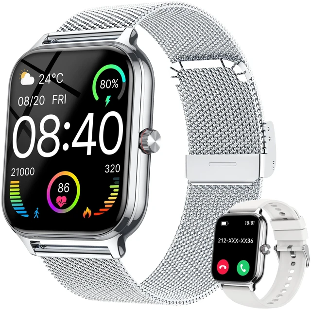 Main image of Smart Watch Women Men, 1.96" Reloj Inteligente para Mujer, Fitness Tracker, Blood Pressure/Heart Rate/SpO2 & Sleep Monitor, 110+ Sport Modes, Make/Answer Call, Voice Assistant for iOS Android