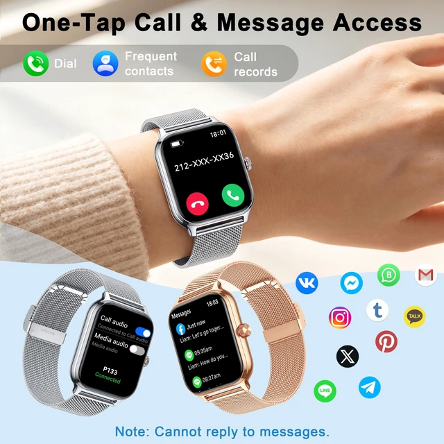 Alt view image 6 of 7 - Smart Watch Women Men, 1.96" Reloj Inteligente para Mujer, Fitness Tracker, Blood Pressure/Heart Rate/SpO2 & Sleep Monitor, 110+ Sport Modes, Make/Answer Call, Voice Assistant for iOS Android