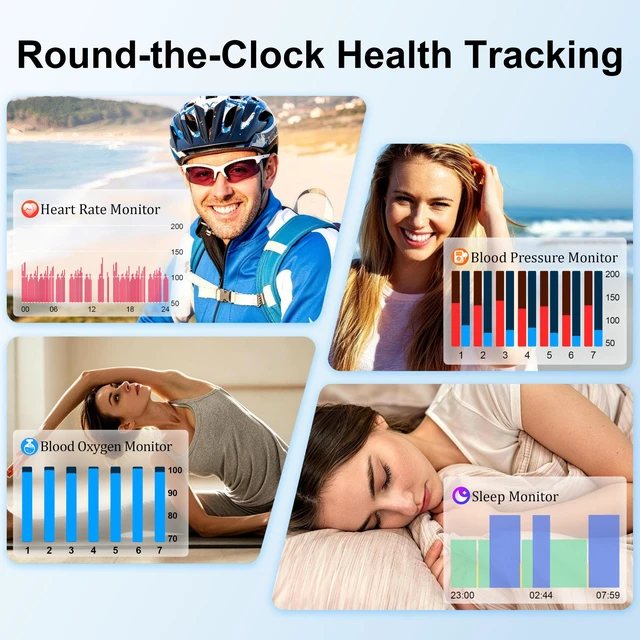 Alt view image 4 of 7 - Smart Watch Women Men, 1.96" Reloj Inteligente para Mujer, Fitness Tracker, Blood Pressure/Heart Rate/SpO2 & Sleep Monitor, 110+ Sport Modes, Make/Answer Call, Voice Assistant for iOS Android