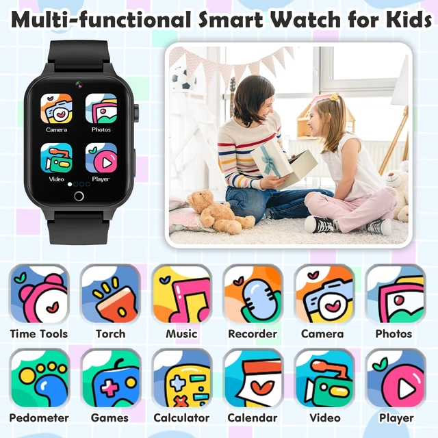 Alt view image 2 of 7 - Kids Games Watch with 26 Puzzle Games HD Touch Screen Alarm Clock Camera Durable touchscreen game watch, Birthday gift toy for kids 4-12 boys girls with alarm