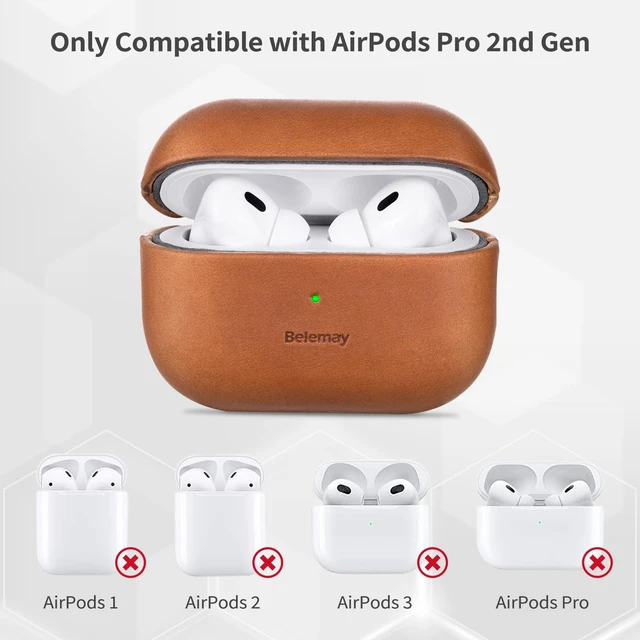 Alt view image 7 of 7 - Handcrafted Crazy Horse Leather Case for AirPods Pro 2, Sunset Tan Full-Grain Leather, Waxed Pull-Up Cowhide, Unique Patina, Compatible with MagSafe, Comfortable Grip, Precision Fit