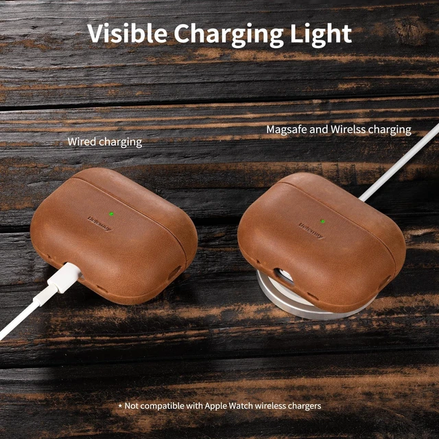 Alt view image 5 of 7 - Handcrafted Crazy Horse Leather Case for AirPods Pro 3 (2025) Full-Grain Waxed Pull-Up Leather, Unique Patina, Compatible with MagSafe, Warm Touch, Precision Fit for AirPods Pro 3rd Gen