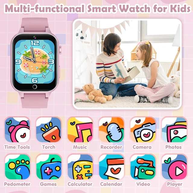 Alt view image 2 of 7 - Kids Smart Watch with 26 Puzzle Games HD Touch Screen Camera Alarm Clock Cute kids game watch, birthday toy gift for girls boys aged 4-12 with camera alarm