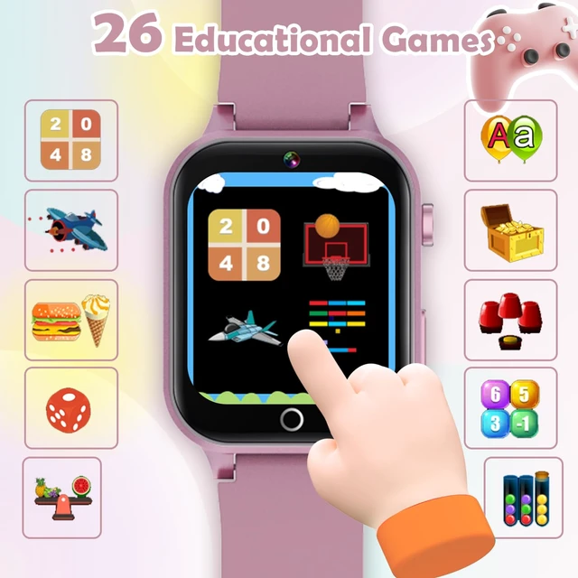 Alt view image 4 of 7 - Kids Smart Watch with 26 Puzzle Games HD Touch Screen Camera Alarm Clock Cute kids game watch, birthday toy gift for girls boys aged 4-12 with camera alarm