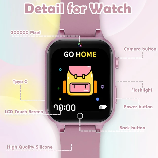 Alt view image 5 of 7 - Kids Smart Watch with 26 Puzzle Games HD Touch Screen Camera Alarm Clock Cute kids game watch, birthday toy gift for girls boys aged 4-12 with camera alarm