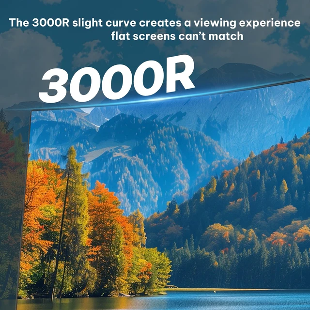 Alt view image 3 of 7 - 24 Inch Curved Computer Monitor, FHD 1080P 120Hz, 3000R VA panel, 99% sRGB, 250 nits, 3000:1 contrast, eye care, HDMI/VGA, tilt adjustment, VESA support