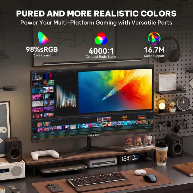 Alt view image 5 of 7 - 24 Inch Curved Computer Monitor, FHD 1080P 120Hz, 3000R VA panel, 99% sRGB, 250 nits, 3000:1 contrast, eye care, HDMI/VGA, tilt adjustment, VESA support