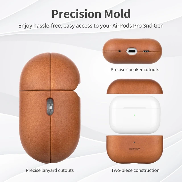 Alt view image 6 of 7 - Handcrafted Crazy Horse Leather Case for AirPods Pro 3 (2025) Full-Grain Waxed Pull-Up Leather, Unique Patina, Compatible with MagSafe, Warm Touch, Precision Fit for AirPods Pro 3rd Gen