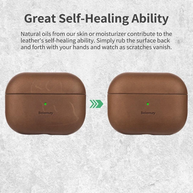 Alt view image 4 of 7 - Handcrafted Crazy Horse Leather Case for AirPods Pro 3 (2025) Full-Grain Waxed Pull-Up Leather, Unique Patina, Compatible with MagSafe, Warm Touch, Precision Fit for AirPods Pro 3rd Gen