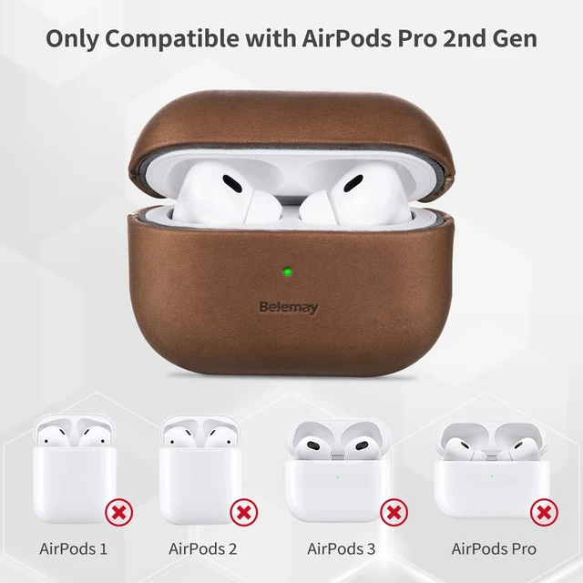 Alt view image 7 of 7 - Handcrafted Crazy Horse Leather Case for AirPods Pro 2, Brown Full-Grain Leather, Waxed Pull-Up Cowhide, Unique Patina, Compatible with MagSafe, Comfortable Grip, Precision Fit
