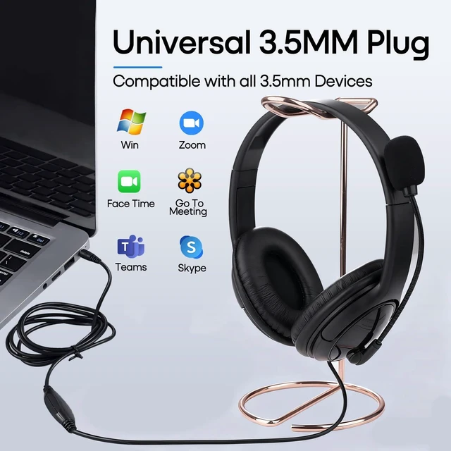 Alt view image 6 of 7 - Bulk Headphones with Microphone 10 Pack for Classroom School, Wholesale Durable On-Ear Wired Headsets for Kids Students Adults Office Computer
