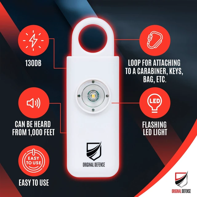 Alt view image 2 of 7 - ® Siren Self-Defense Alarm - 130 dB Keychain Alarm with LED Strobe Light for Women, Children, and Elderly - Police Recommended - (White, 1 Count)
