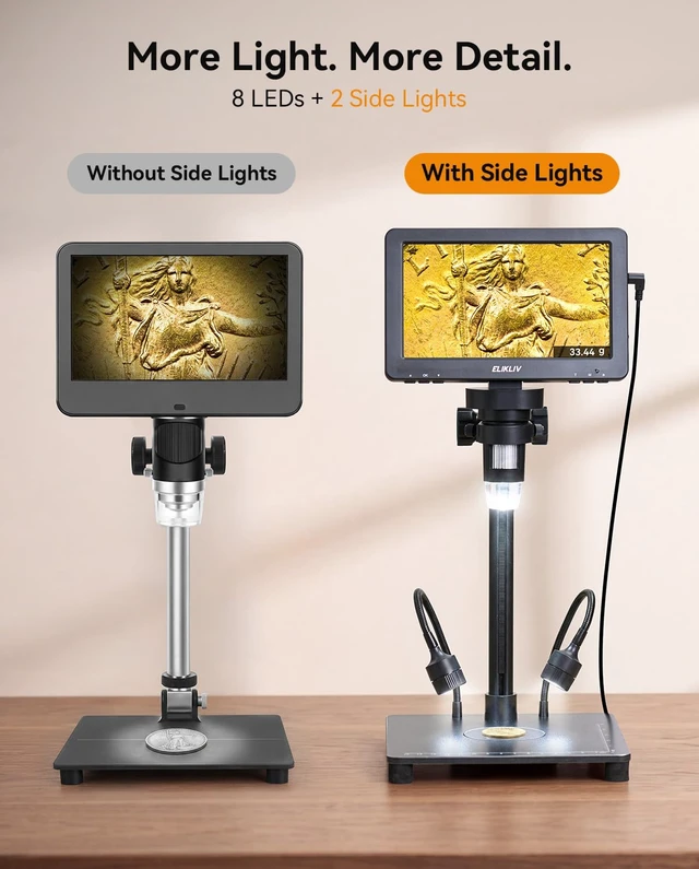 Alt view image 5 of 7 - 7" Full View Digital Coin Microscope with Weighing Scale and Lights Camera & Video, USB PC View, Adults Jewelry Magnifying Glass, Error Coins Magnifier For Collector, Coin Collection Supply