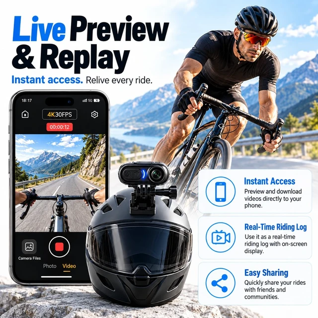 Alt view image 4 of 6 - 4K Mini Wearable Body Camera - 64GB Magnetic Thumb-Size Action Cam, 6-Axis Stabilization, Audio/Video Recording, Hands-Free POV for Vloggers, Hikers, Workers, Cycling, Travel & Daily Use