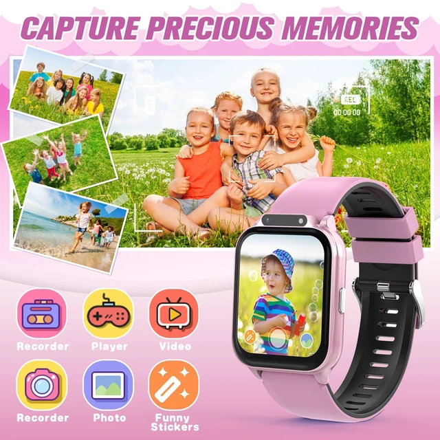 Alt view image 7 of 7 - Smart Watch for Kids 1.85" with Fitness Tracker, IP68 Waterproof Sleep Monitor, 22/100+ Sport Modes, DIY Dial, Step Counter, Heart Rate, Camera, With/No APP, Gift for 3-12 Years Old Girl