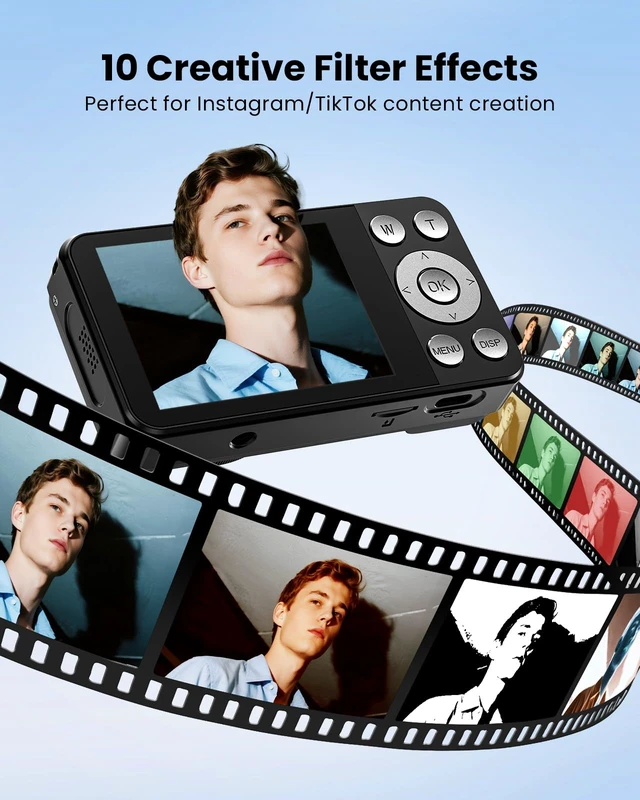 Alt view image 5 of 7 - Digital Camera 4K Vlogging, Autofocus 48MP and 32G Card,Metal Shell, Black Built-in 2000mAh Battery, Non-Slip Handle,48MP with Flash, 2.8" Screen, 18X Zoom for Beginner Teens Kids,Party & Travel